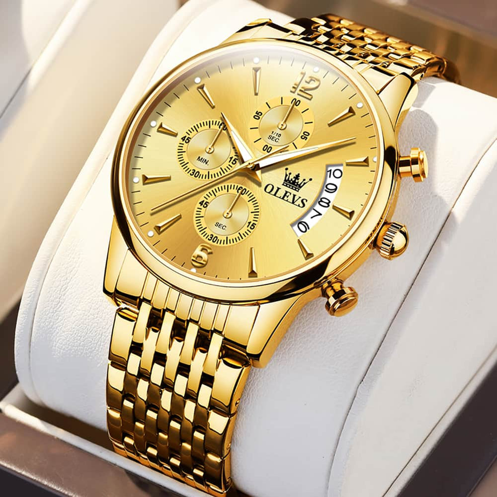 OLEVS 2867 Ultra Slim Luxury Dress Chronograph Watch for Men - Two-Tone White Watch | Olevs Watch Store