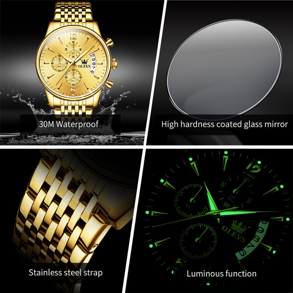 OLEVS 2867 Ultra Slim Luxury Dress Chronograph Watch for Men - Two-Tone White Watch | Olevs Watch Store