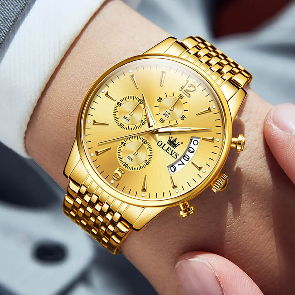 OLEVS 2867 Ultra Slim Luxury Dress Chronograph Watch for Men - Two-Tone White Watch | Olevs Watch Store
