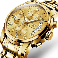 OLEVS 2879 Luxury Gold Pilot Chronograph Watch for Men - Gold White Watch | Olevs Watch Store