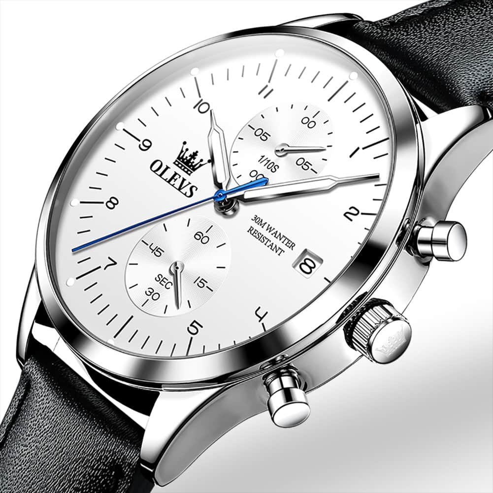 OLEVS 2880 Minimalist Slim Dress Chronograph Watch for Men - All Black Watch | Olevs Watch Store