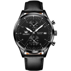OLEVS 2880 Minimalist Slim Dress Chronograph Watch for Men - All Black Watch | Olevs Watch Store