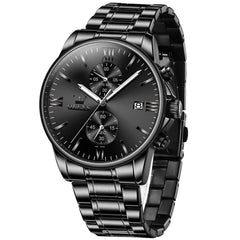 OLEVS 2886 Classic Chronograph Quartz Watch for Men - All Black Steel Watch | Olevs Watch Store