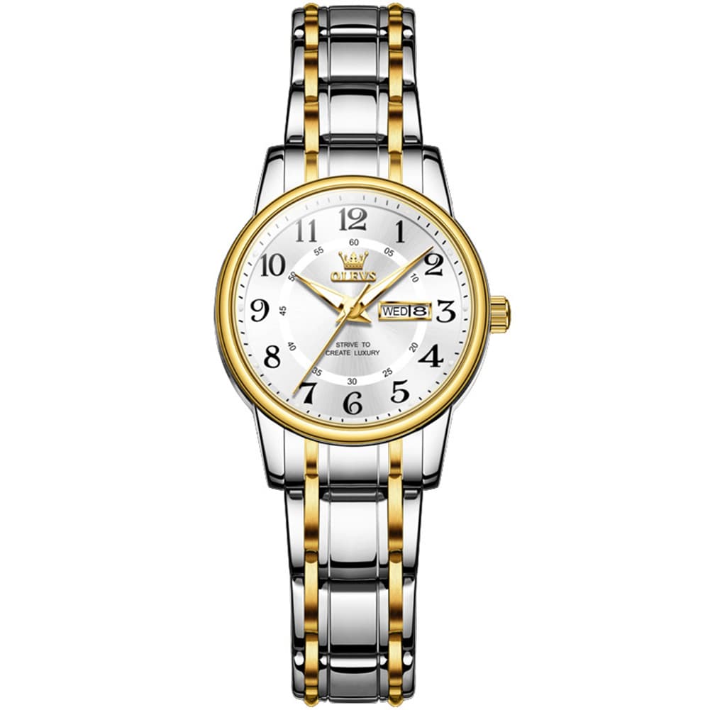 OLEVS 2891 Classic Digital Dial Couples Watch for Men Women - Intergolden White Watch | Olevs Watch Store