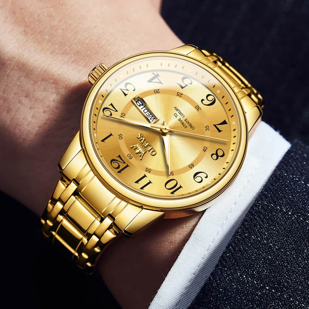 OLEVS 2891 Classic Digital Dial Couples Watch for Men Women - All Gold Watch | Olevs Watch Store