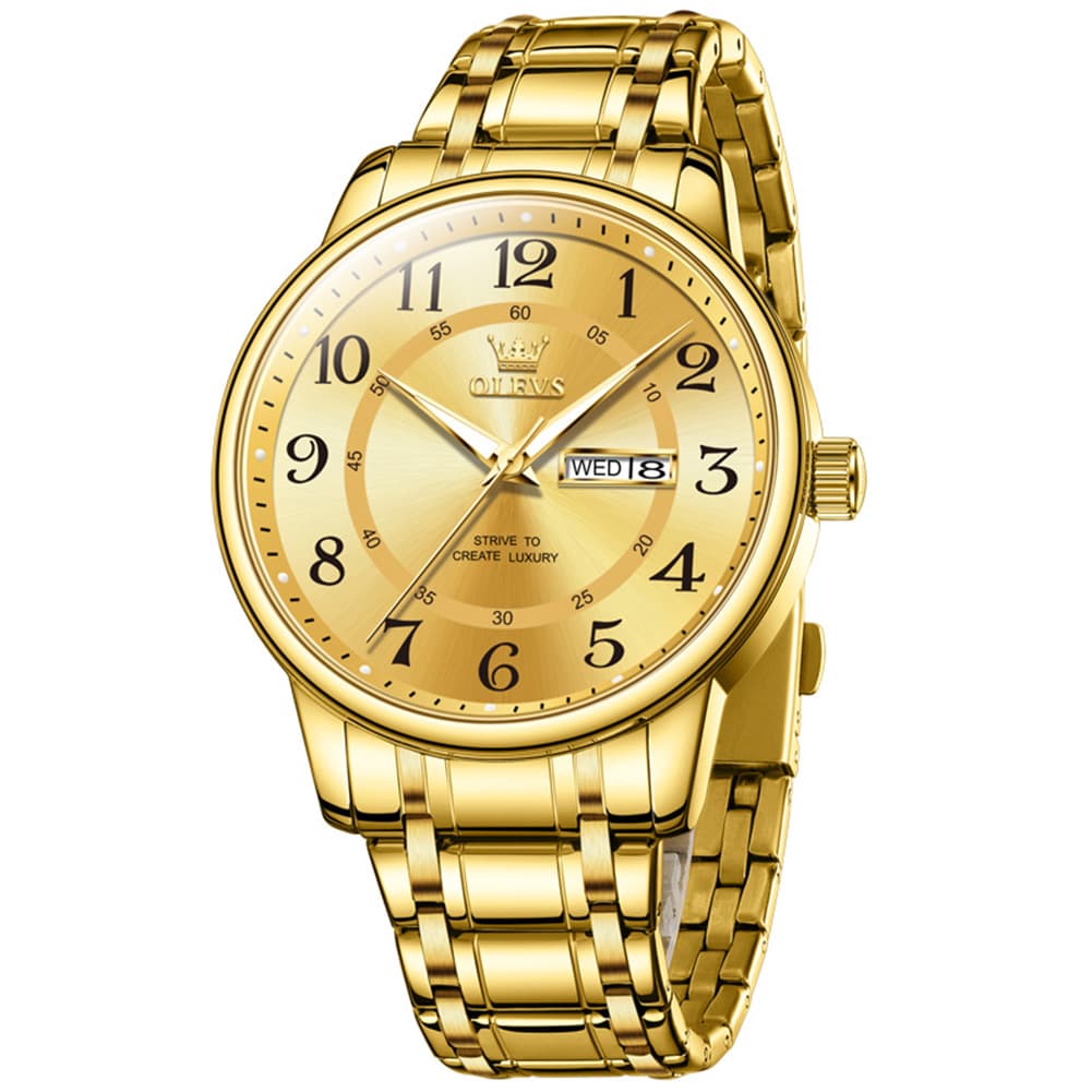 OLEVS 2891 Classic Digital Dial Couples Watch for Men Women - All Gold Watch | Olevs Watch Store