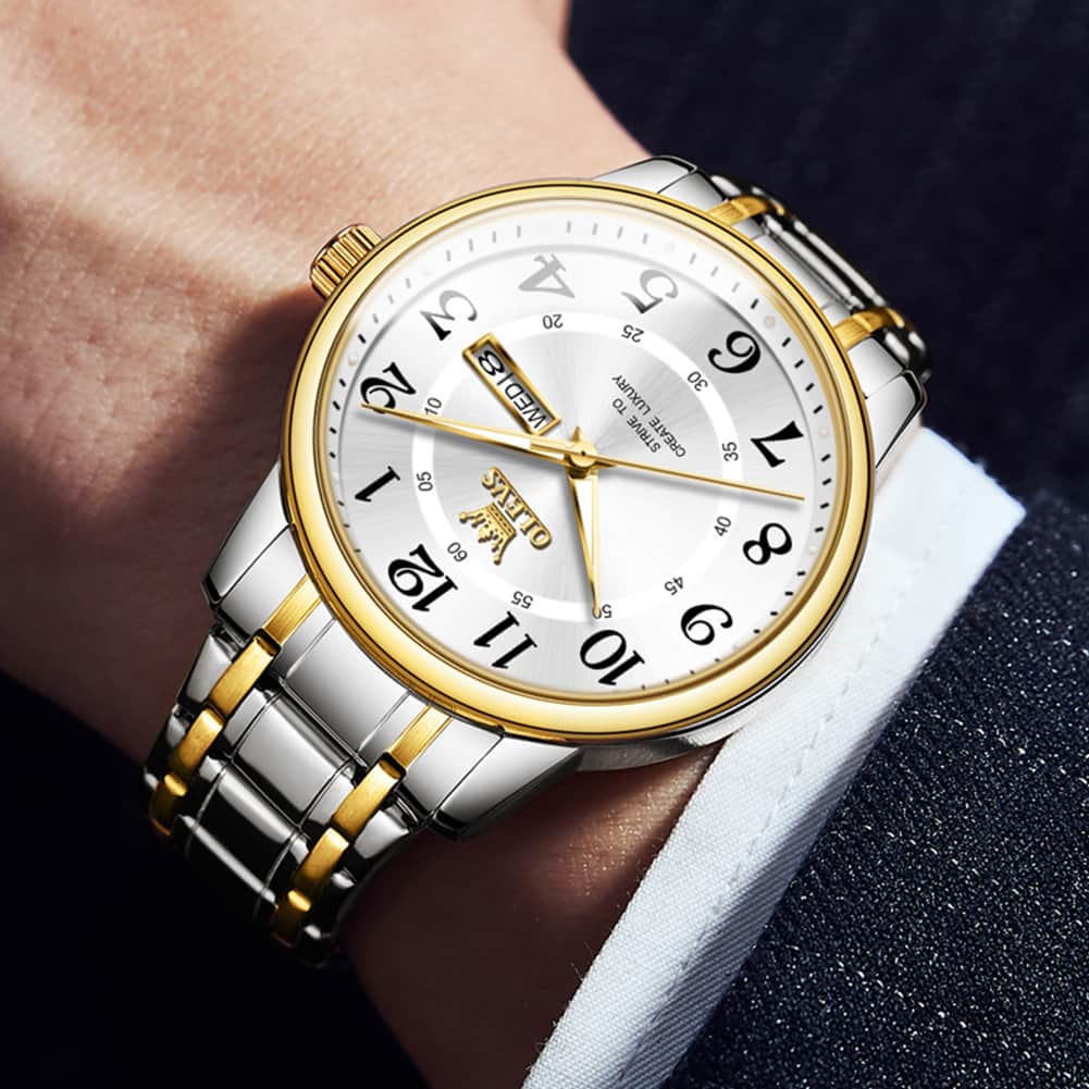 OLEVS 2891 Classic Digital Dial Couples Watch for Men Women - All Gold Watch | Olevs Watch Store