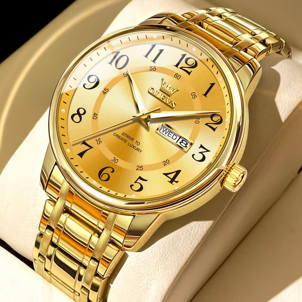 OLEVS 2891 Classic Digital Dial Couples Watch for Men Women - All Gold Watch | Olevs Watch Store
