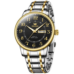 OLEVS 2891 Classic Digital Dial Couples Watch for Men Women - Black with Gold Watch | Olevs Watch Store