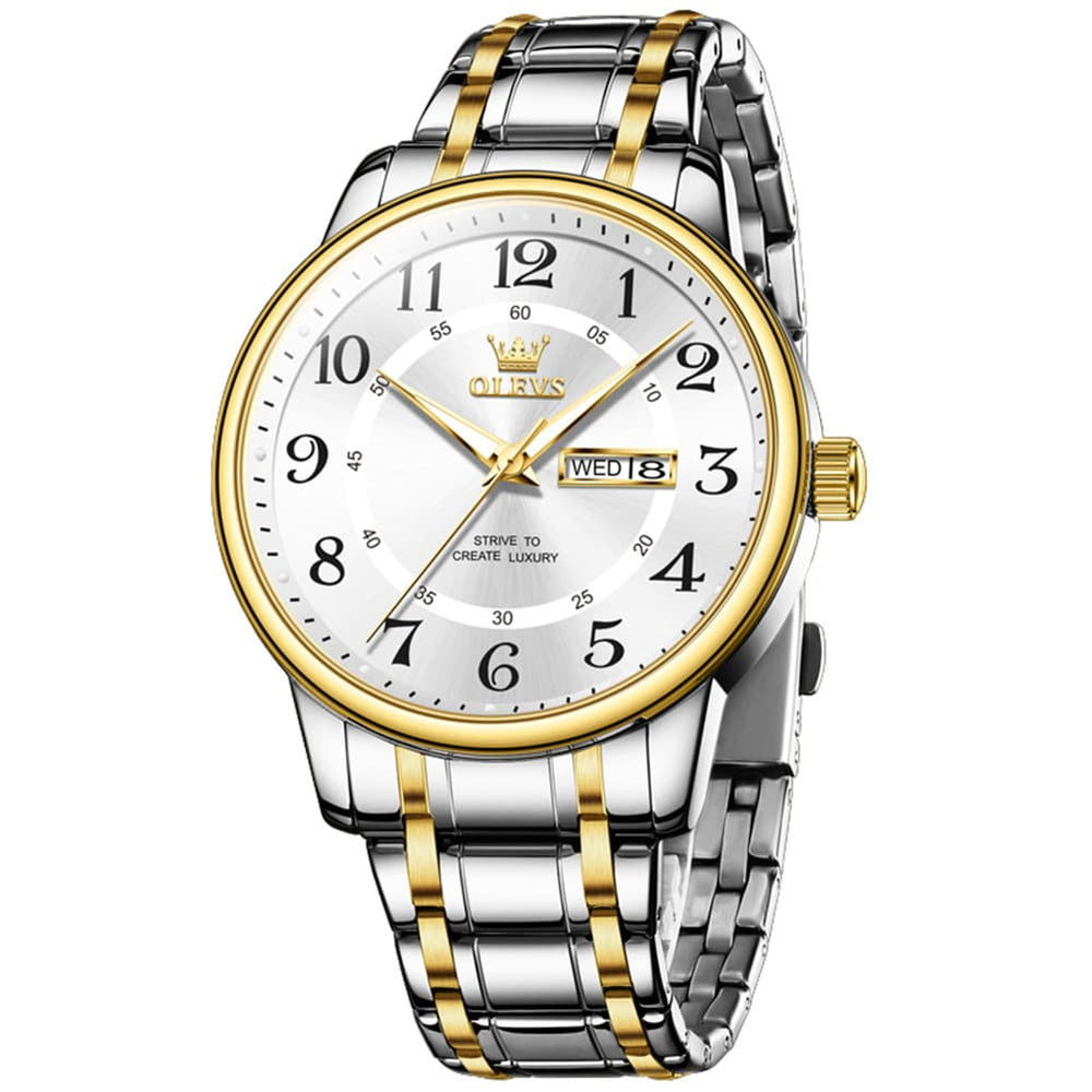 OLEVS 2891 Classic Digital Dial Couples Watch for Men Women - Intergolden White Watch | Olevs Watch Store
