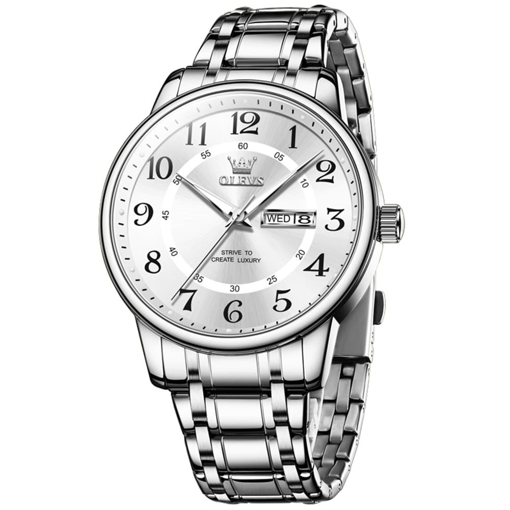 OLEVS 2891 Classic Digital Dial Couples Watch for Men Women - Silver White Watch | Olevs Watch Store