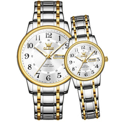 OLEVS 2891 Classic Digital Dial Couples Watch Set for Men Women - Intergolden White Watch | Olevs Watch Store
