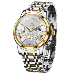 OLEVS 2892 Steel Chronograph Quartz Watch for Men - Two Tone White Watch | Olevs Watch Store