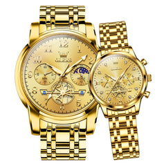 OLEVS 2900 Classic Chronograph Couples Watch Set Men Women - All Gold Watch | Olevs Watch Store