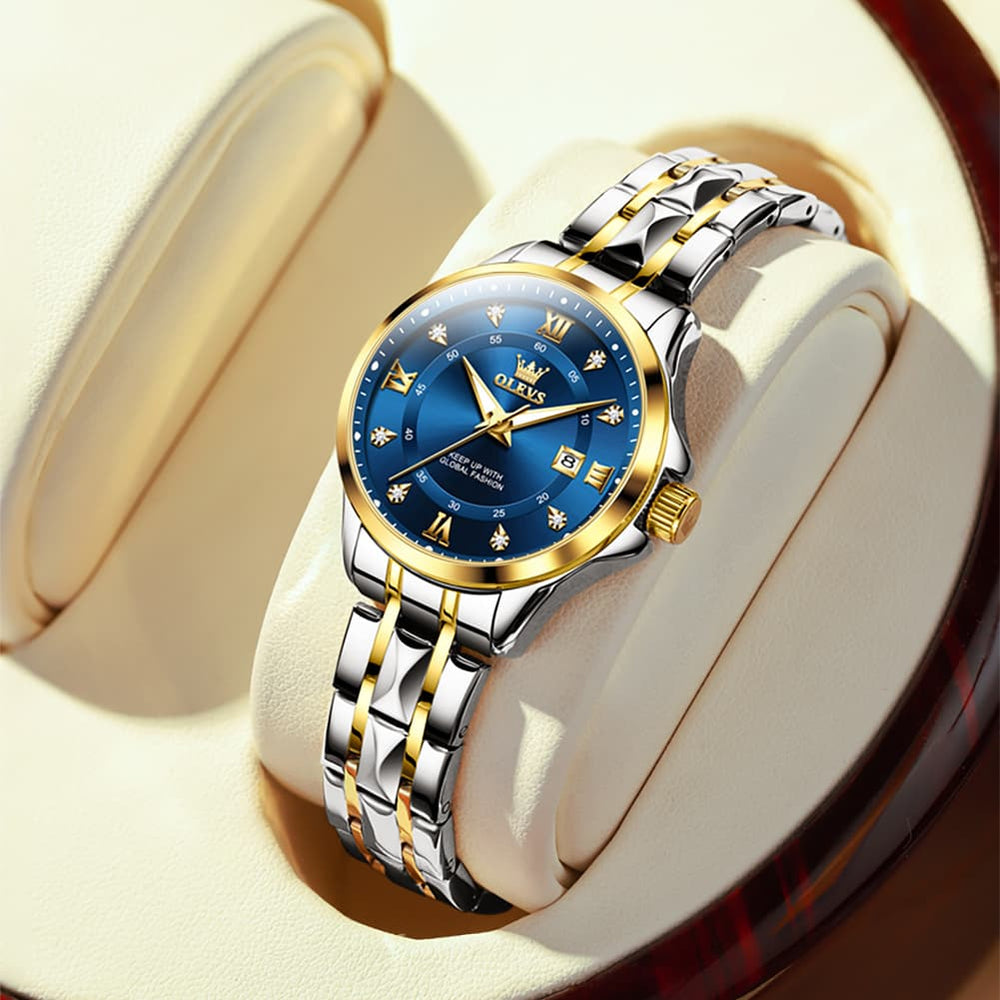 OLEVS 2906 Diamond Day Date Couples Watch Set Men Women - All Gold Watch | Olevs Watch Store
