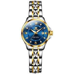 OLEVS 2906 Diamond Day Date Couples Watch Set Men Women - Two Tone Blue Watch | Olevs Watch Store