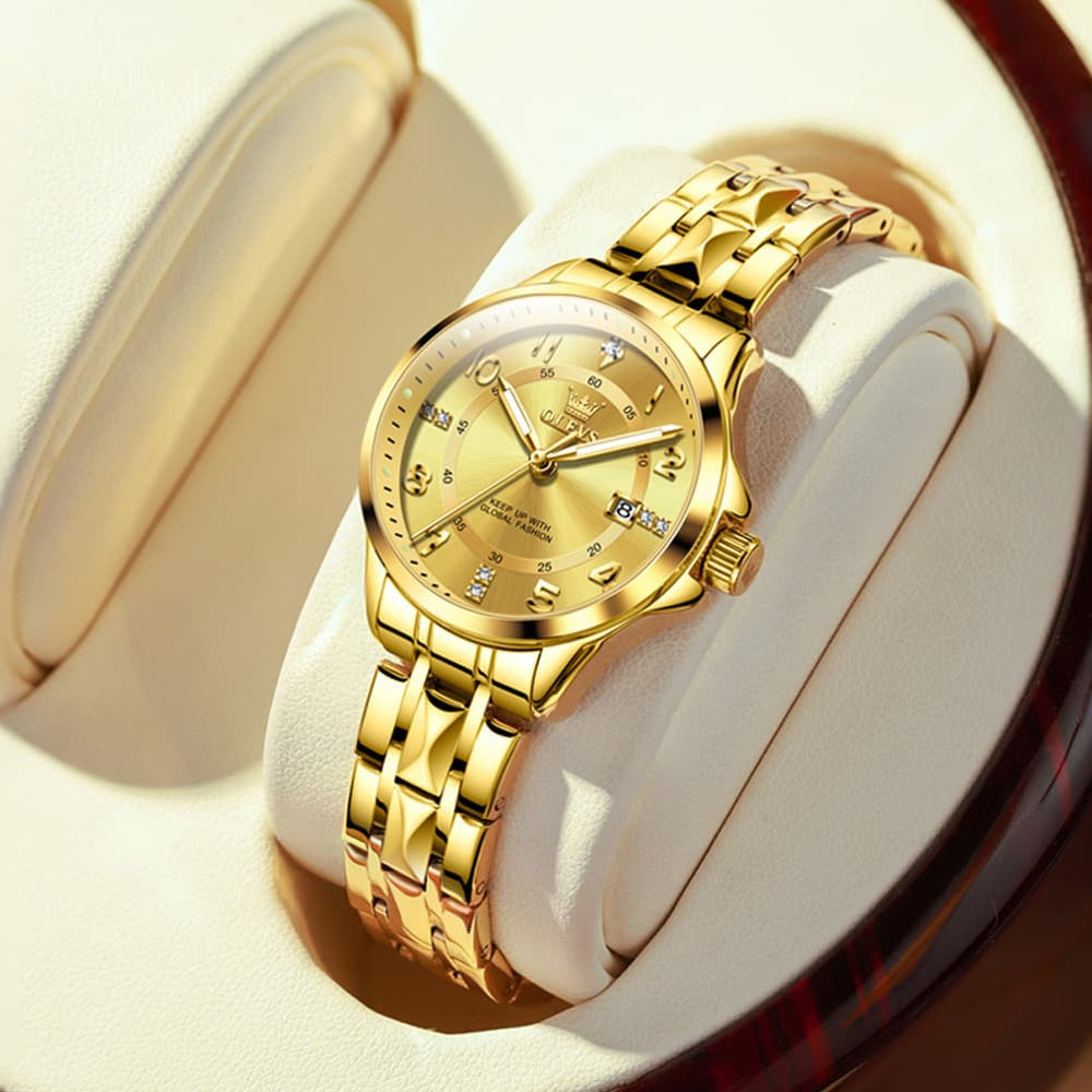 OLEVS 2910 Diamond Day Date Couples Watch Set Men Women - Two Tone White Watch | Olevs Watch Store