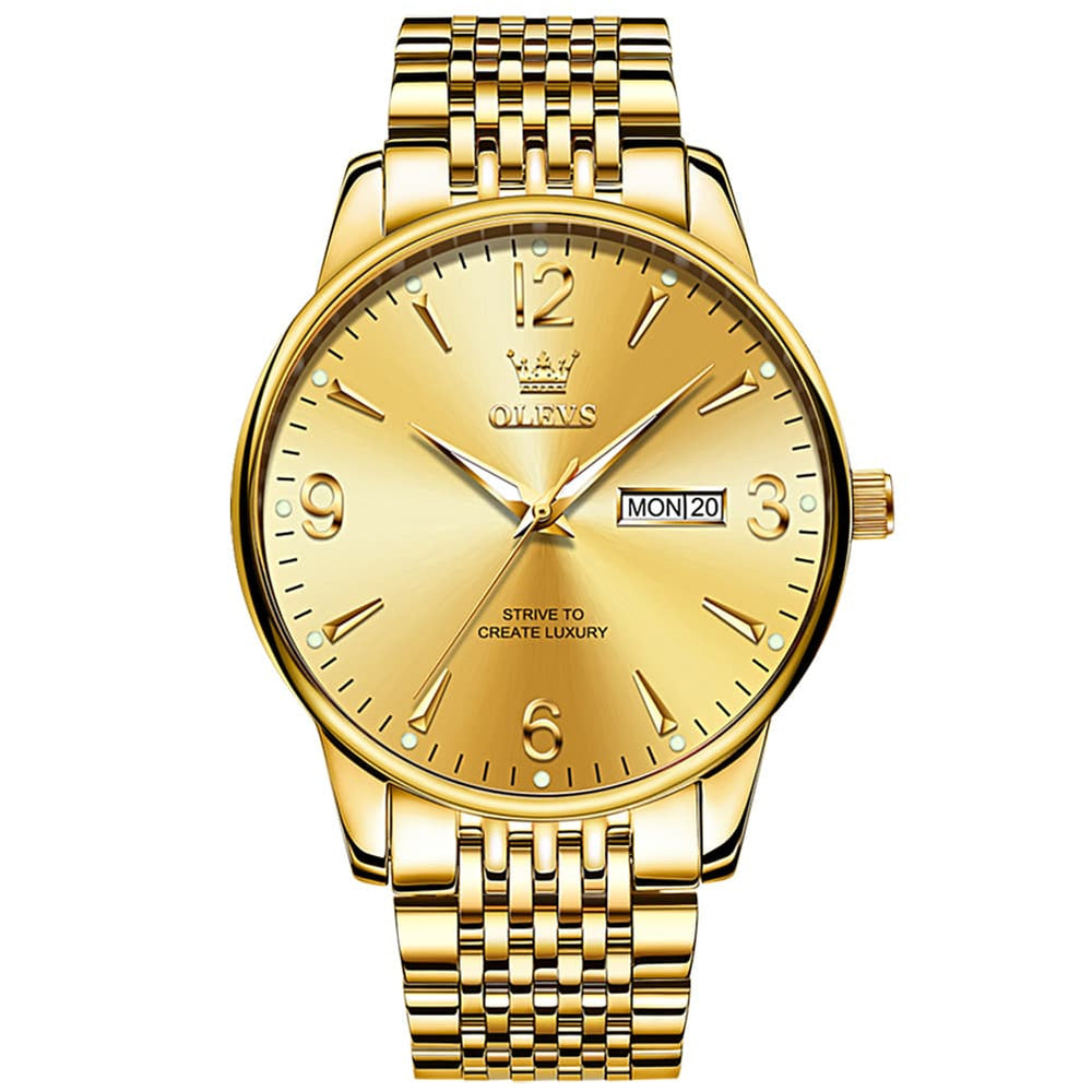 OLEVS 2928 Classic Day Date Mechanical Watch for Men - All Gold Watch | Olevs Watch Store