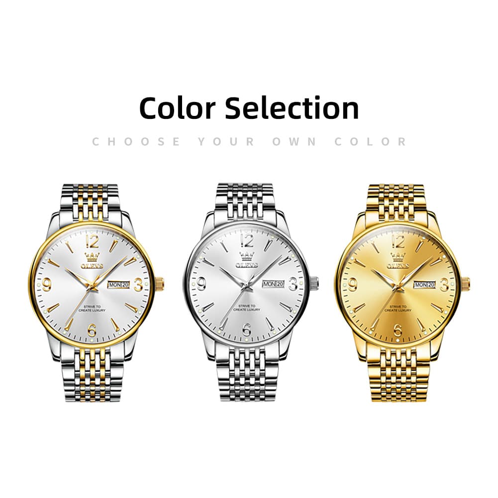 OLEVS 2928 Classic Day Date Mechanical Watch for Men - All Gold Watch | Olevs Watch Store