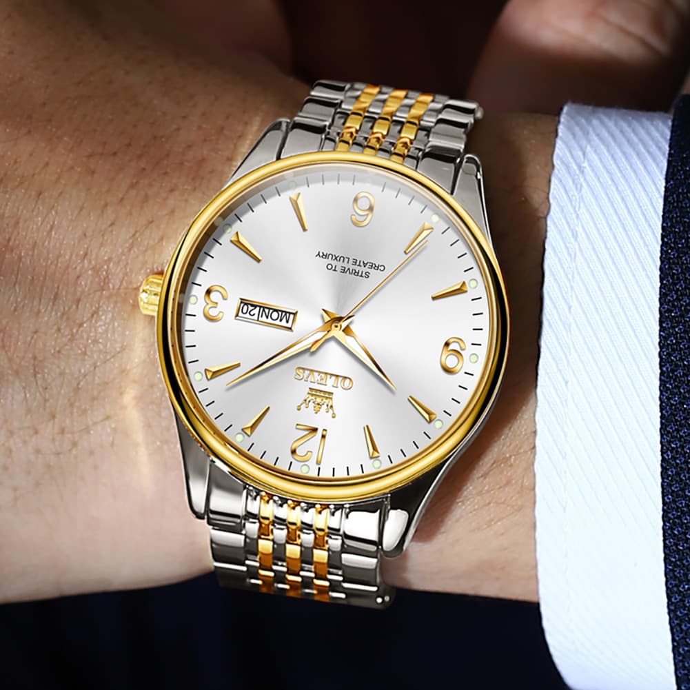 OLEVS 2928 Classic Day Date Mechanical Watch for Men - All Gold Watch | Olevs Watch Store