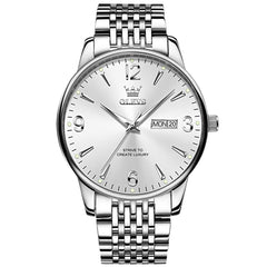 OLEVS 2928 Classic Day Date Mechanical Watch for Men - Silver White Watch | Olevs Watch Store
