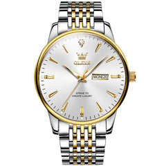 OLEVS 2929 Minimalist Day Date Quartz Watch for Men - Two Tone Watch | Olevs Watch Store