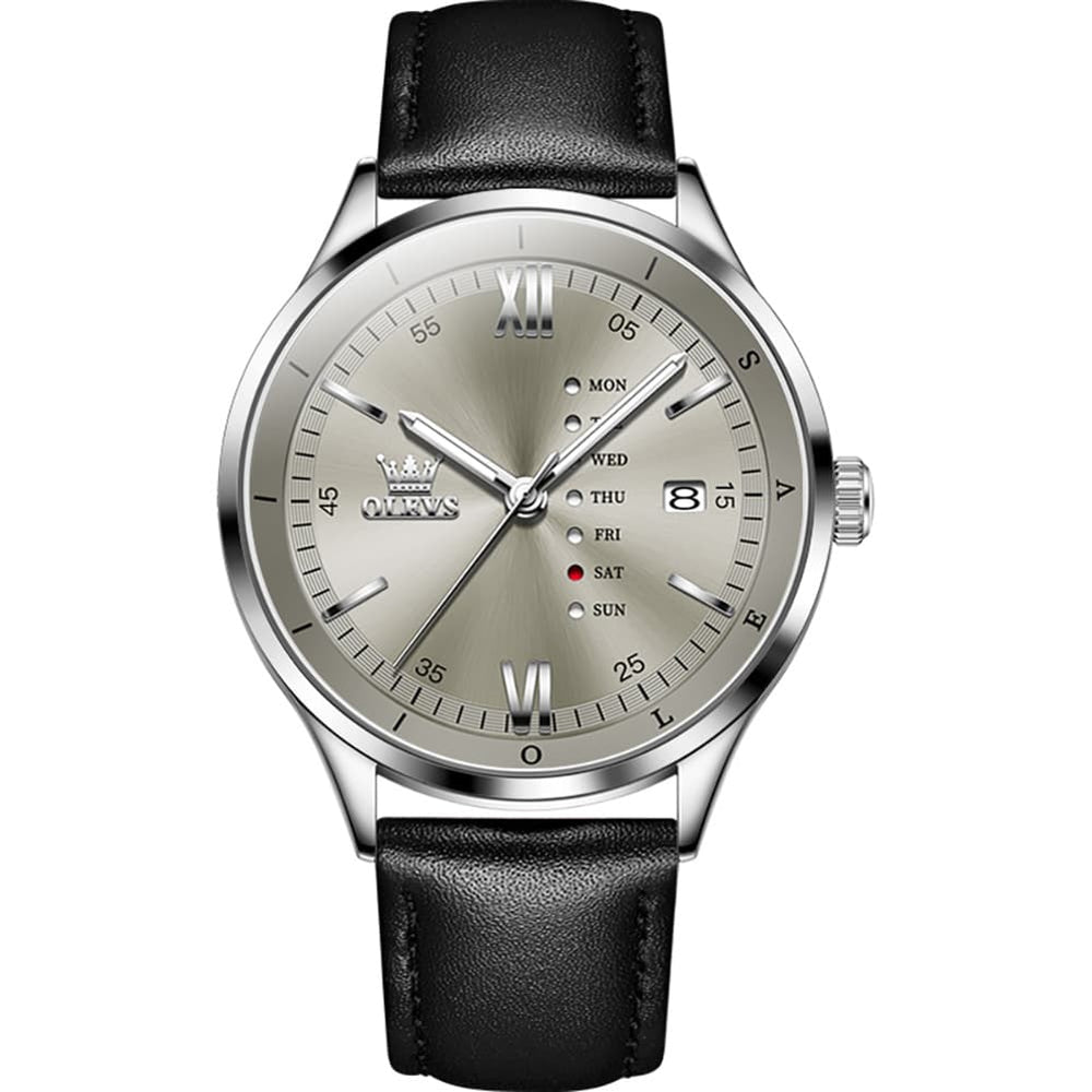 OLEVS 2931 Minimalist Leather Quartz Watch for Men - Champagne Watch | Olevs Watch Store