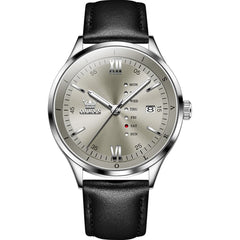 OLEVS 2931 Minimalist Leather Quartz Watch for Men - Champagne Watch | Olevs Watch Store