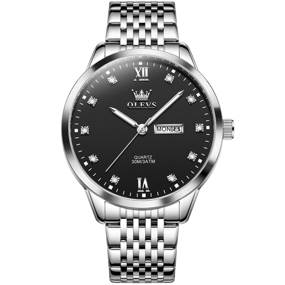 OLEVS 2943 Ultra Thin Diamond Dial Quartz Watch for Men - Silver White Watch | Olevs Watch Store