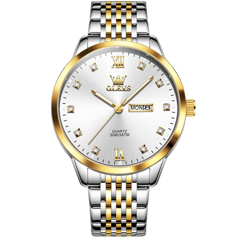OLEVS 2943 Ultra Thin Diamond Dial Quartz Watch for Men - Silver White Watch | Olevs Watch Store