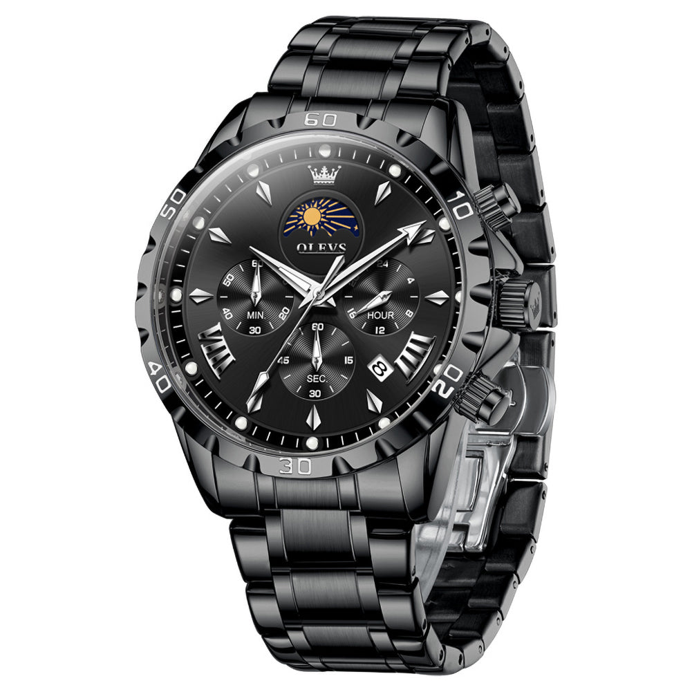 steel quartz chronograph watch view 1 - OLEVS 2949