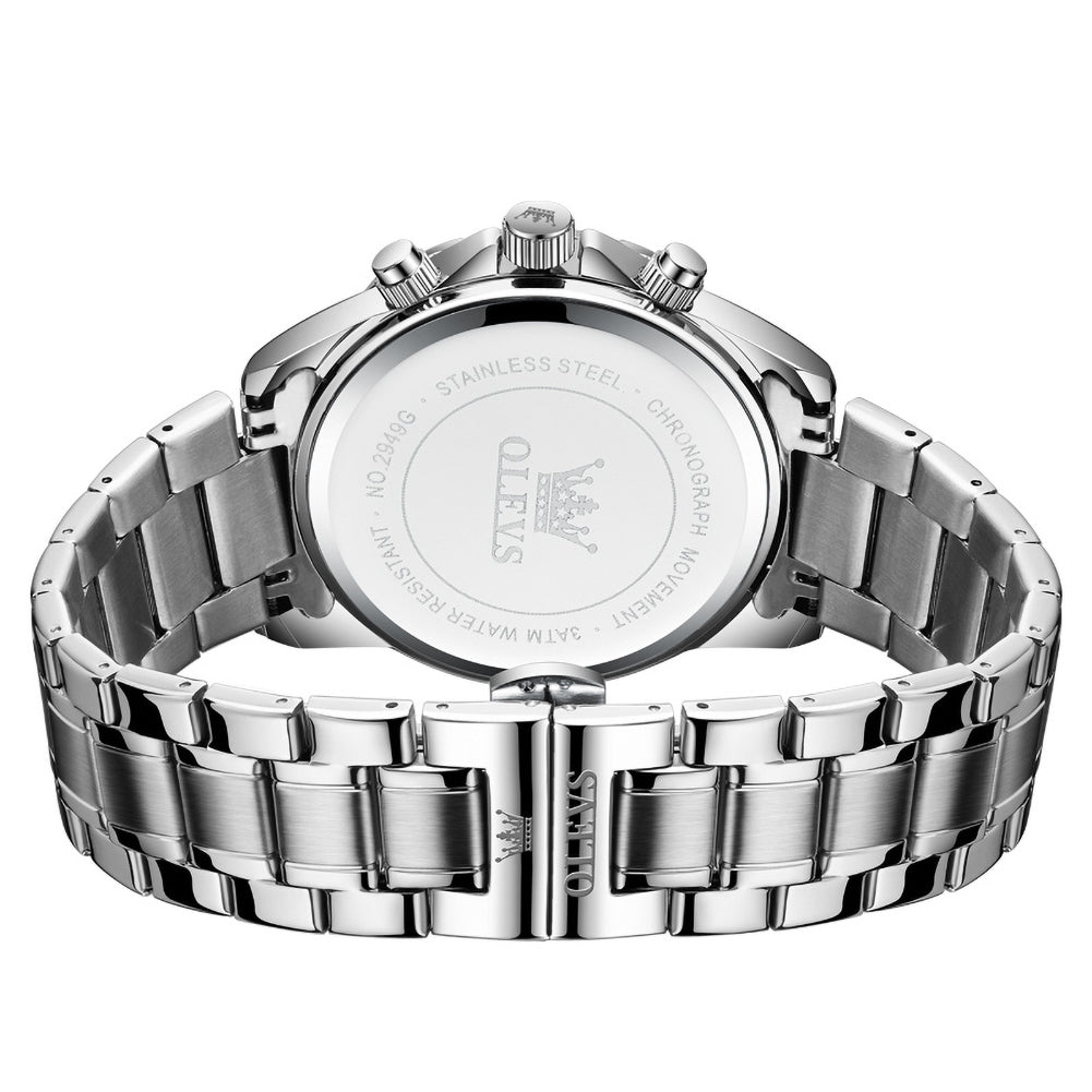 steel quartz chronograph watch view 12 - OLEVS 2949