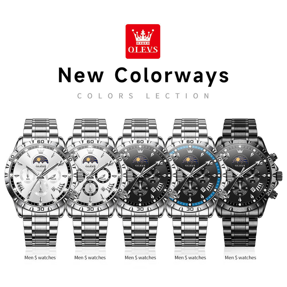 steel quartz chronograph watch view 128 - OLEVS 2949