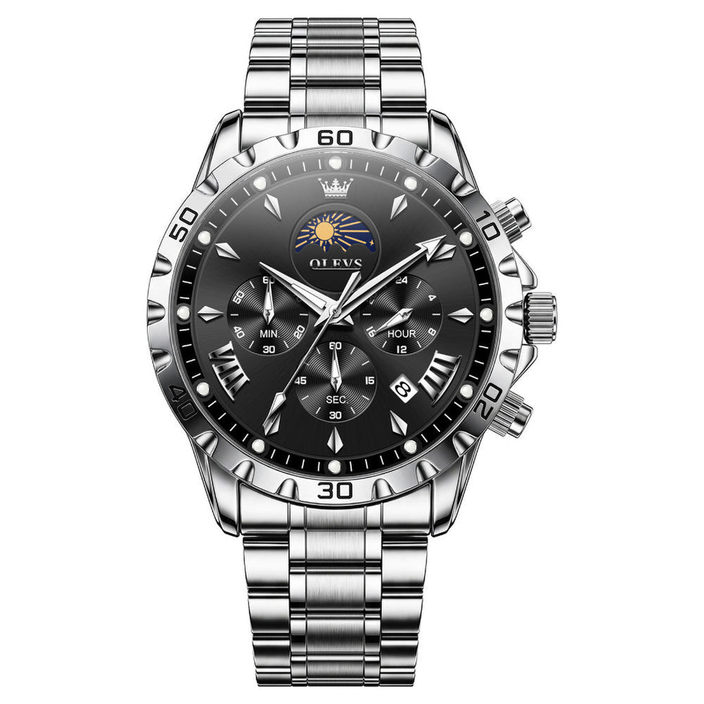 steel quartz chronograph watch view 555 (2) - OLEVS 2949