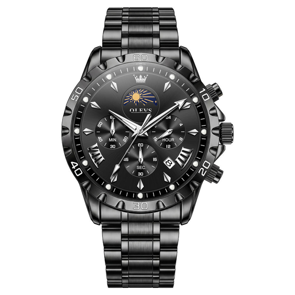 steel quartz chronograph watch view 555 (5) - OLEVS 2949