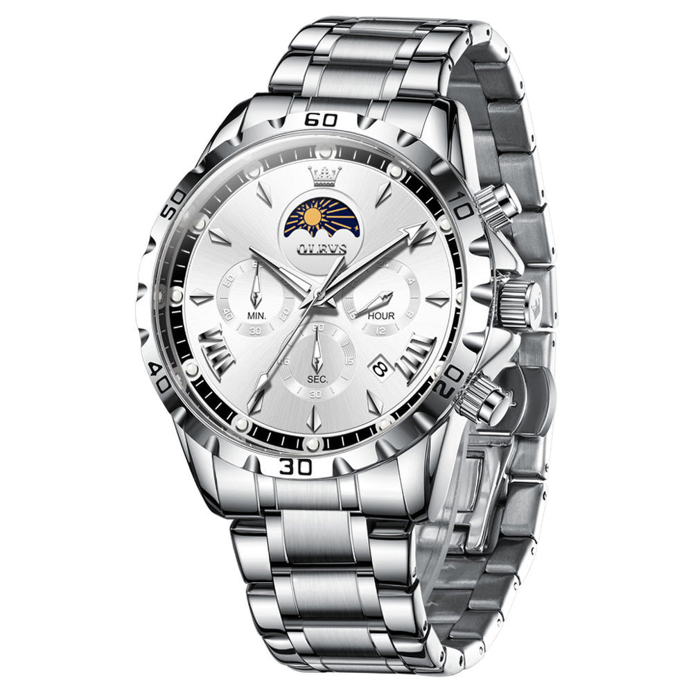 steel quartz chronograph watch view 5 - OLEVS 2949