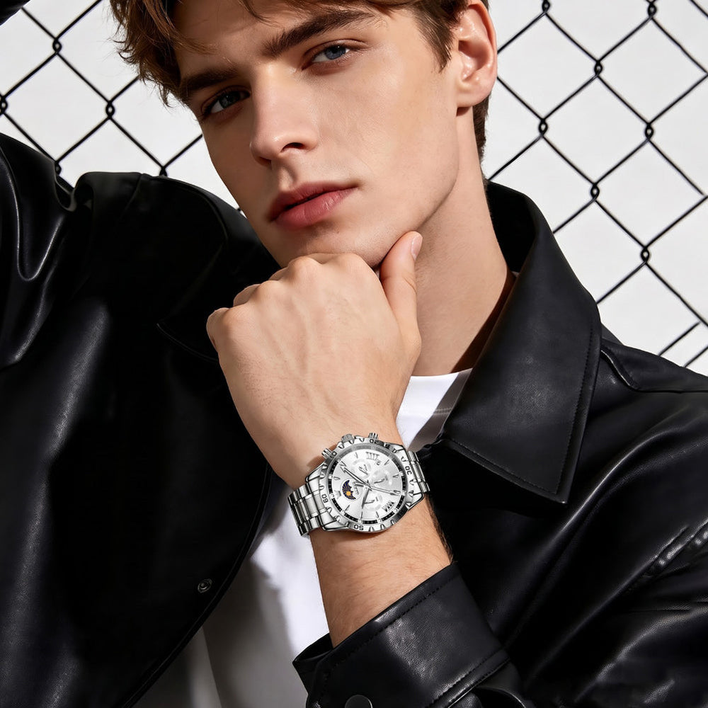 steel quartz chronograph watch view 91 - OLEVS 2949