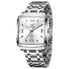 OLEVS 2969 Square Classic Quartz Watch for Men - Silver White Watch | Olevs Watch Store