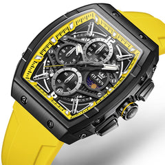 OLEVS 2975 Tonneau Silicone Chronograph Watch for Men - Yellow Watch | Olevs Watch Store