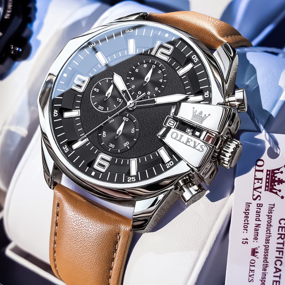 OLEVS 2978 Oversized 50mm Chronograph Quartz Watch for Men - Rose Blue Blue Watch | Olevs Watch Store