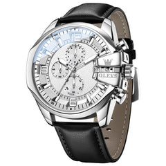 OLEVS 2978 Oversized 50mm Chronograph Quartz Watch for Men - Silver White Black Watch | Olevs Watch Store
