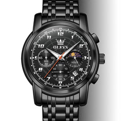 OLEVS 2983 Youthful Chronograph Quartz Watch for Men - All Black Watch | Olevs Watch Store