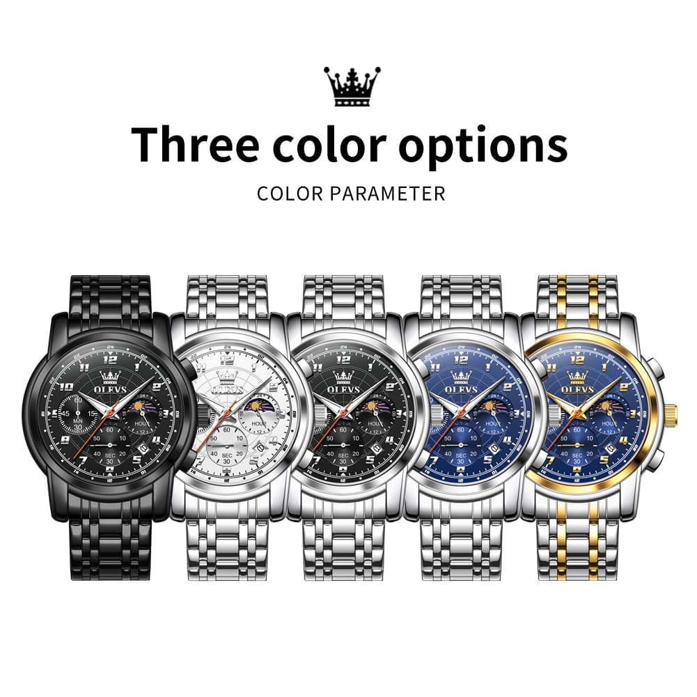 OLEVS 2983 Youthful Chronograph Quartz Watch for Men - Two Tone Blue Watch | Olevs Watch Store