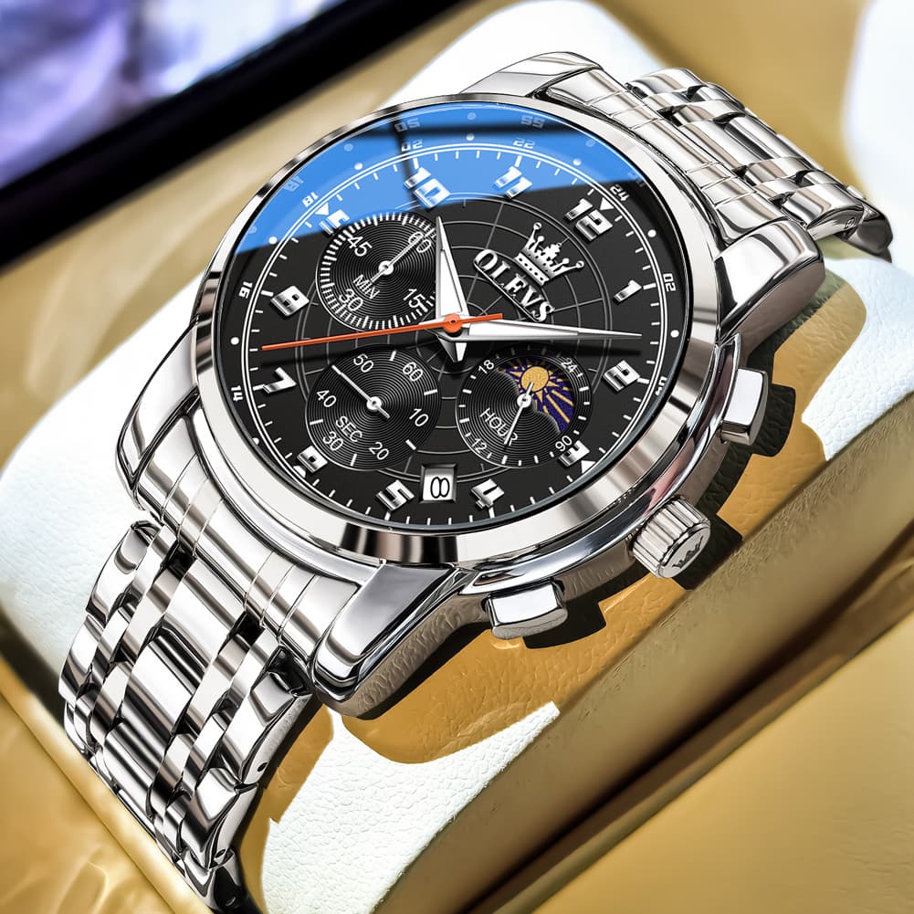 OLEVS 2983 Youthful Chronograph Quartz Watch for Men - Two Tone Blue Watch | Olevs Watch Store