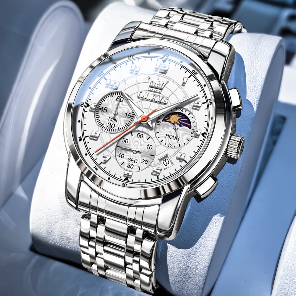 OLEVS 2983 Youthful Chronograph Quartz Watch for Men - Two Tone Blue Watch | Olevs Watch Store