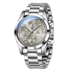 OLEVS 2987 Stainless Steel Chronograph Quartz Watch for Men - Silver Champagne Watch | Olevs Watch Store