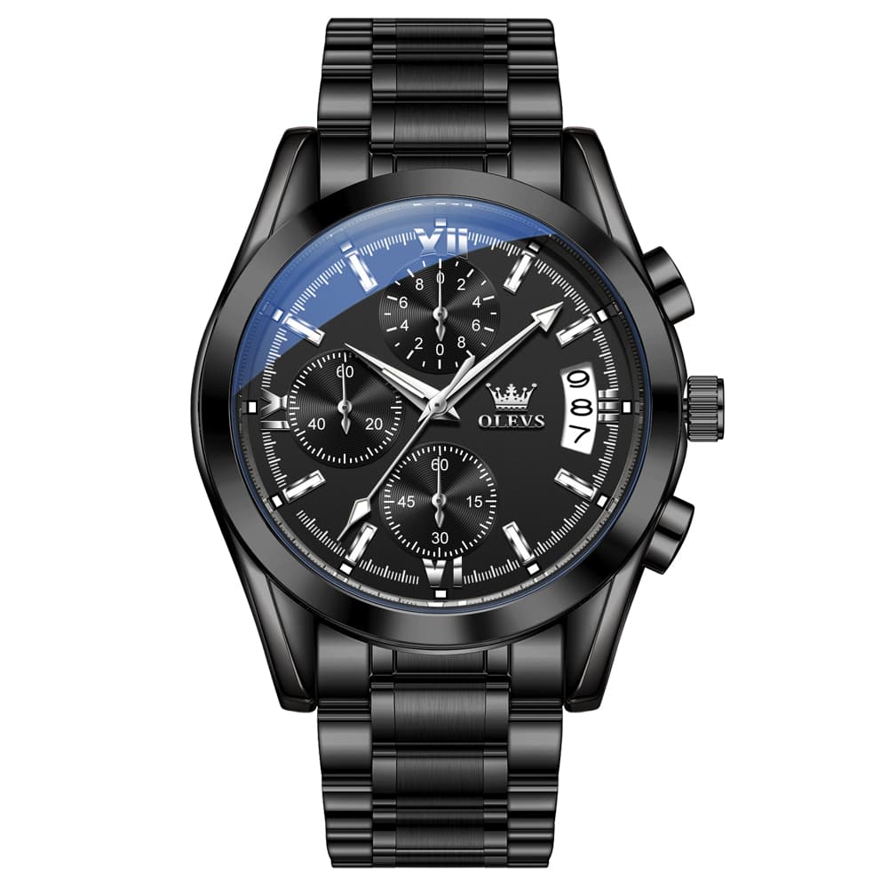OLEVS 2987 Stainless Steel Chronograph Quartz Watch for Men - Silver Champagne Watch | Olevs Watch Store