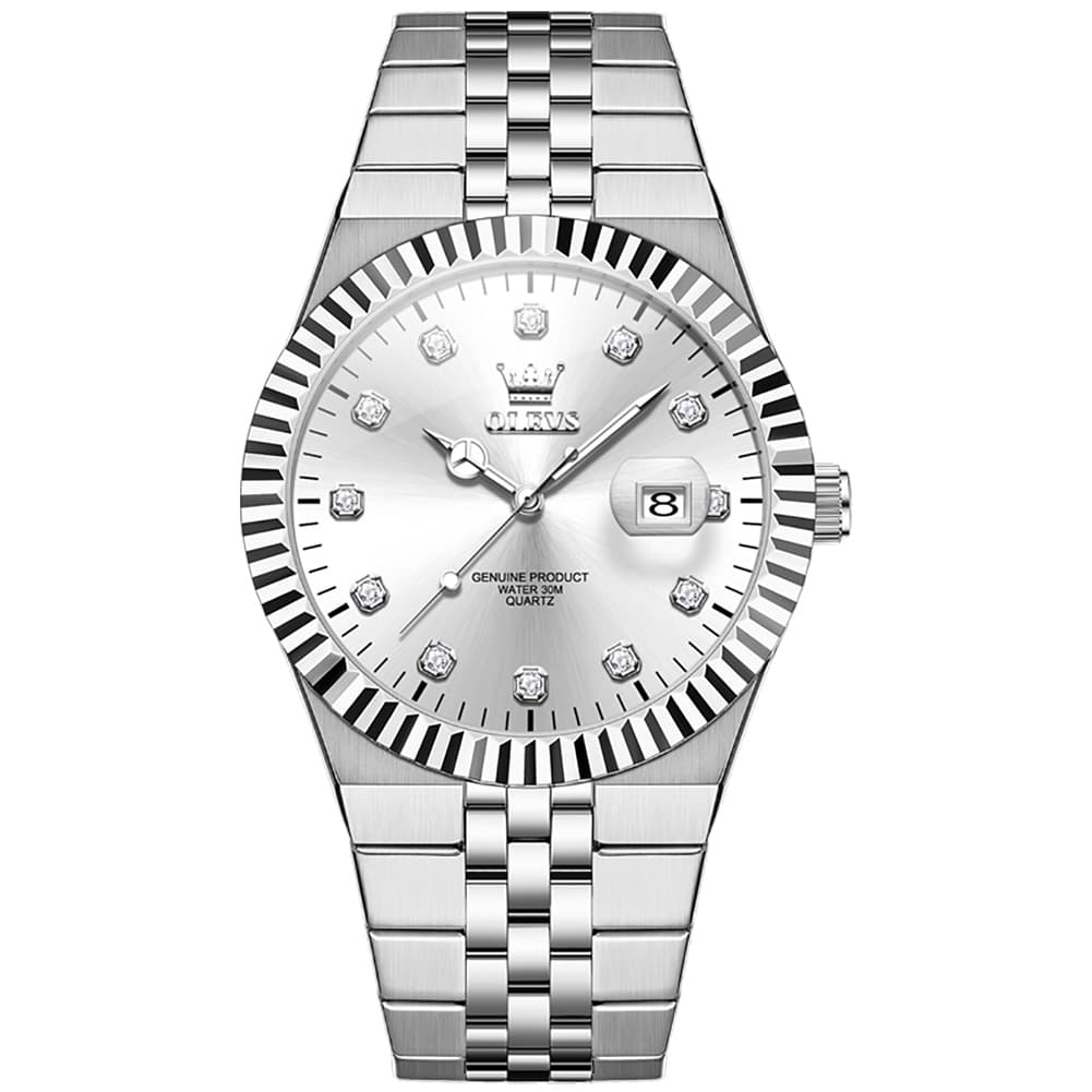 OLEVS 2989 Steel Luminous Dress Watch for Men - Silver White Watch | Olevs Watch Store