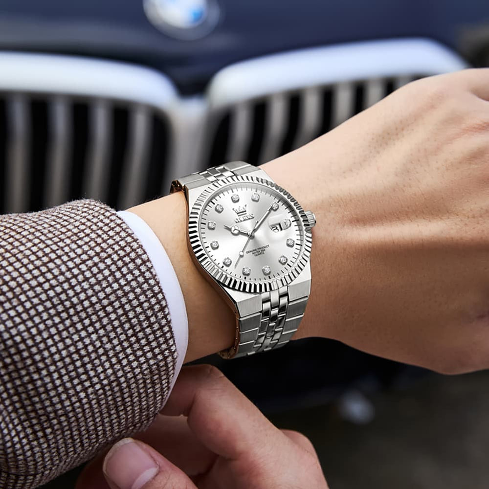 OLEVS 2989 Steel Luminous Dress Watch for Men - Silver White Watch | Olevs Watch Store