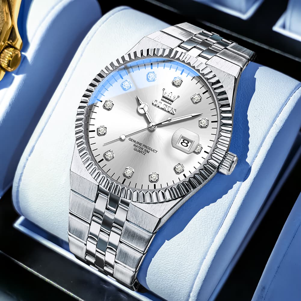 OLEVS 2989 Steel Luminous Dress Watch for Men - Silver White Watch | Olevs Watch Store